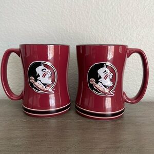 NWOT! ⭐️ FSU Seminoles Garnet and Black Collegiate Mugs - Set of 2 - GO NOLES!